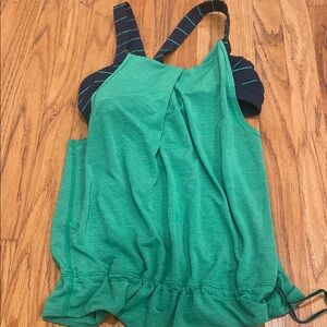 Lululemon Green Tank with Striped Straps